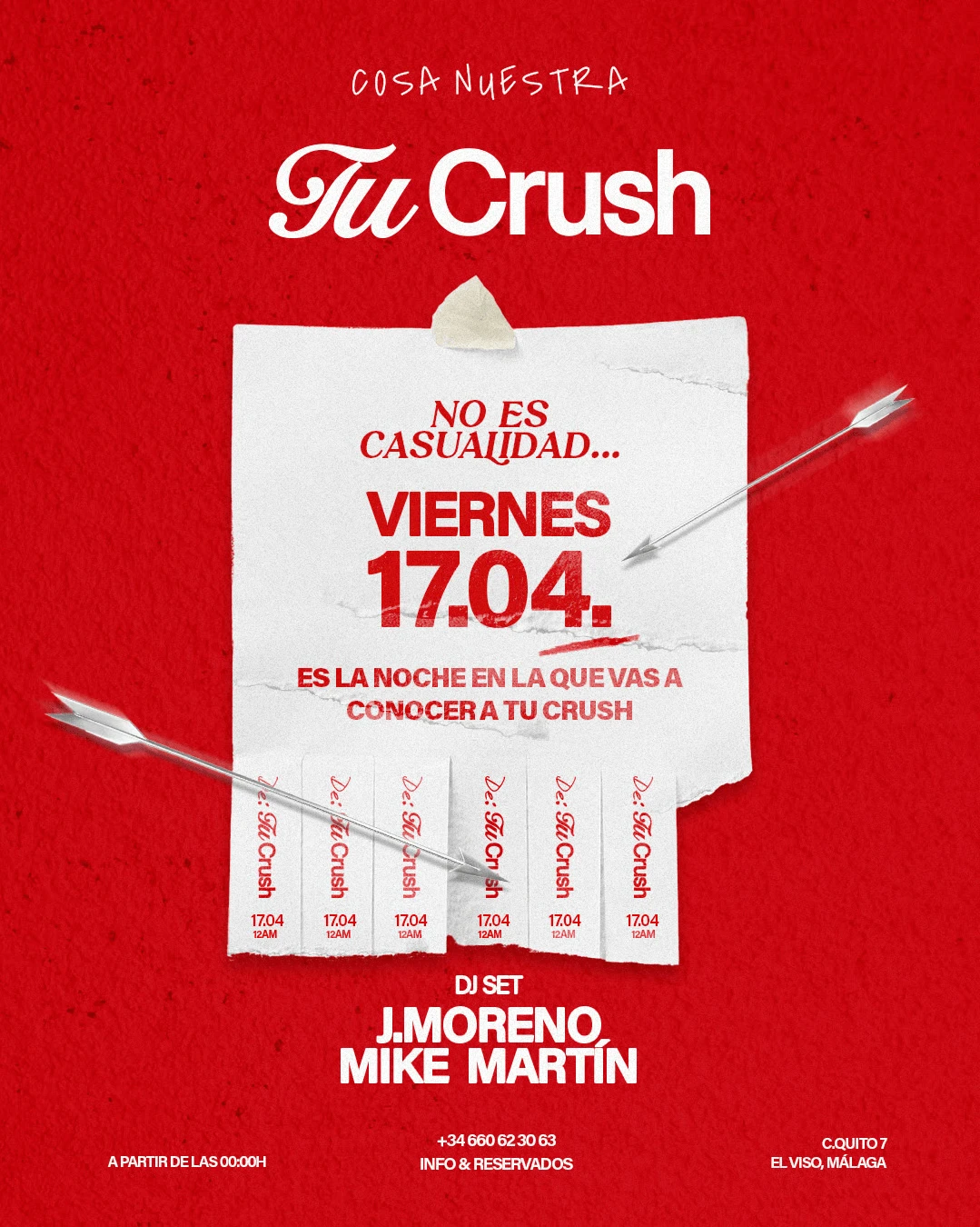 Tu Crush — Viernes 17 de Abril · DJ Set J. Moreno & Mike Martín en Cosa Nuestra