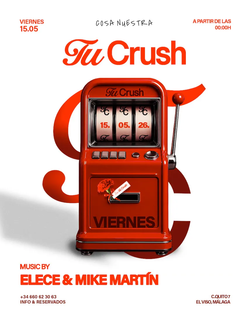 Tu Crush — Viernes 15 de Mayo · Elece & Mike Martín en Cosa Nuestra Málaga — Cosa Nuestra Málaga