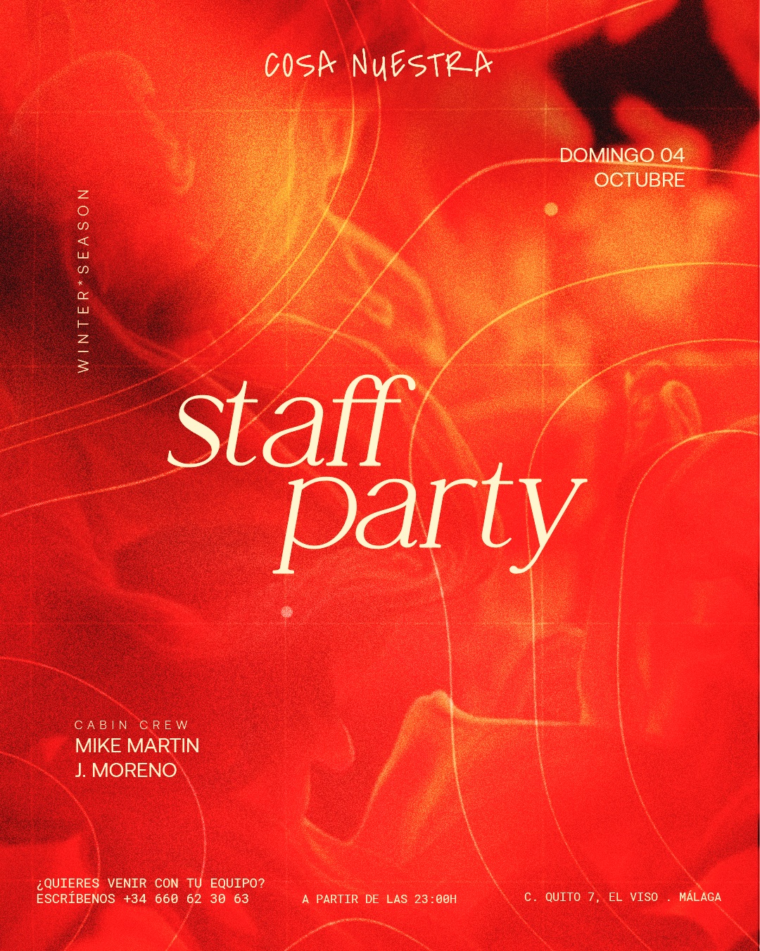 Staff Party — Mike Martin & J. Moreno · Domingo 4 Octubre · Cosa Nuestra Málaga — Cosa Nuestra Málaga