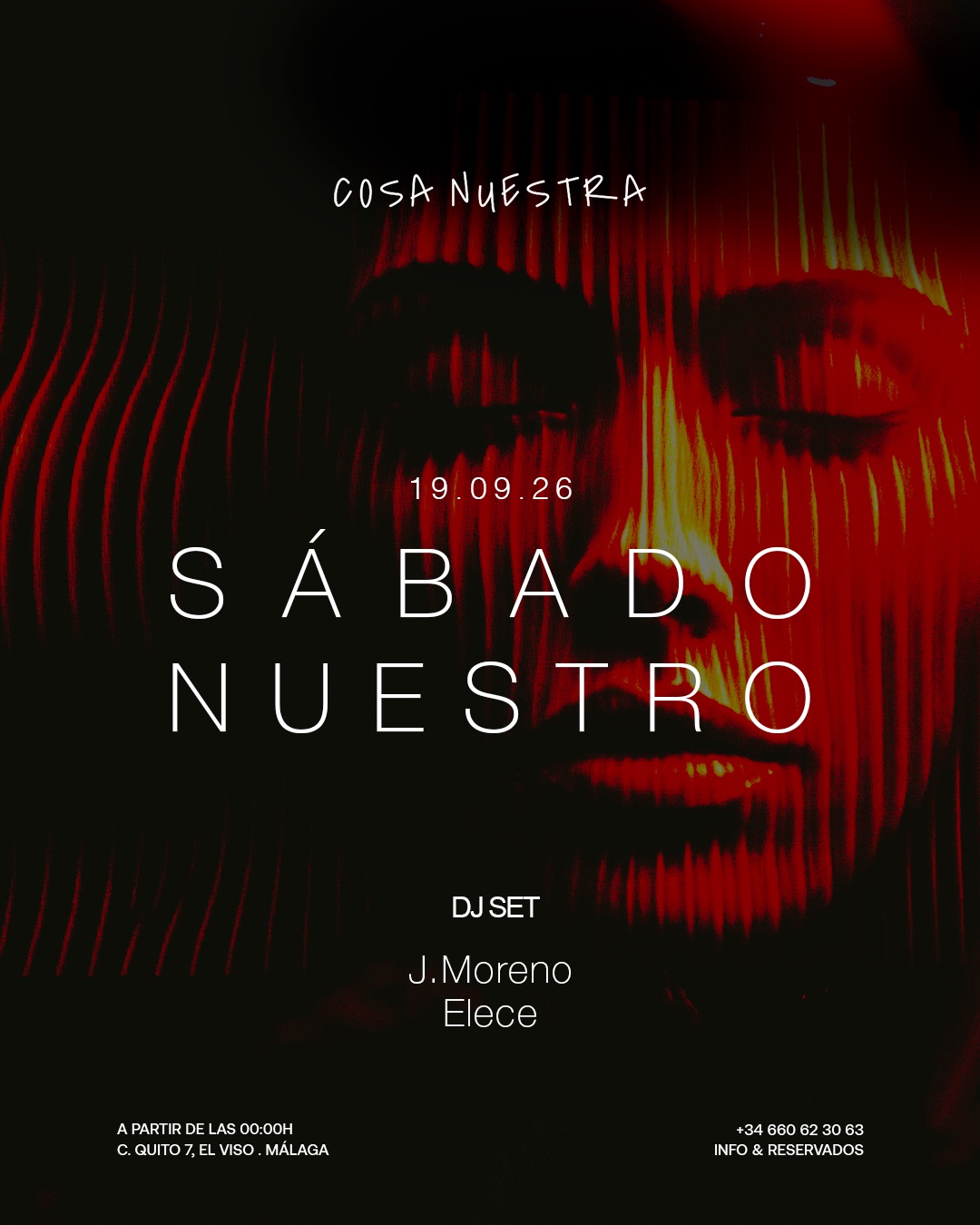 Sábado Nuestro — DJ Set J.Moreno & Elece · Sábado 19 Septiembre · Cosa Nuestra Málaga — Cosa Nuestra Málaga