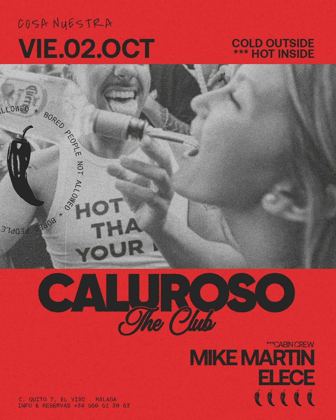 Caluroso The Club — Mike Martin & Elece · Viernes 2 Octubre · Cosa Nuestra Málaga — Cosa Nuestra Málaga